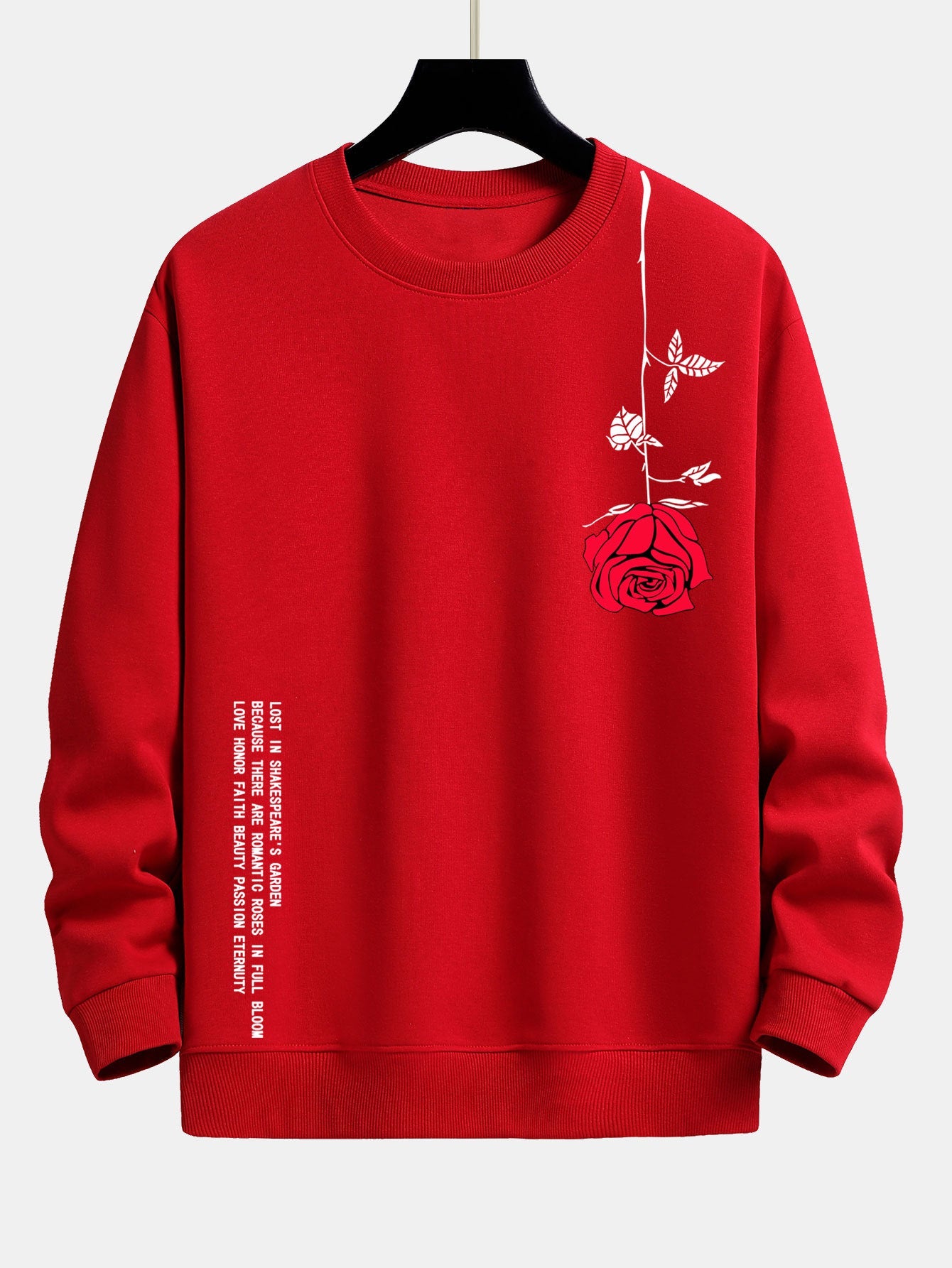Relaxed Fit Sweatshirt with Slogan and Rose Print