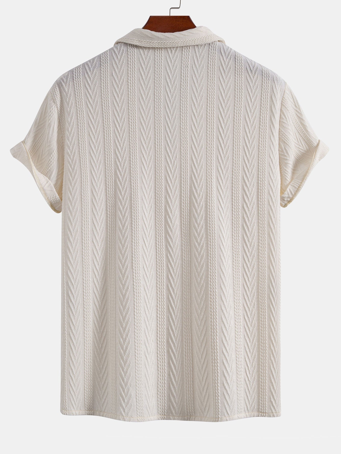 Textured Jacquard Cuban Shirt with Straight-Leg Linen Trousers