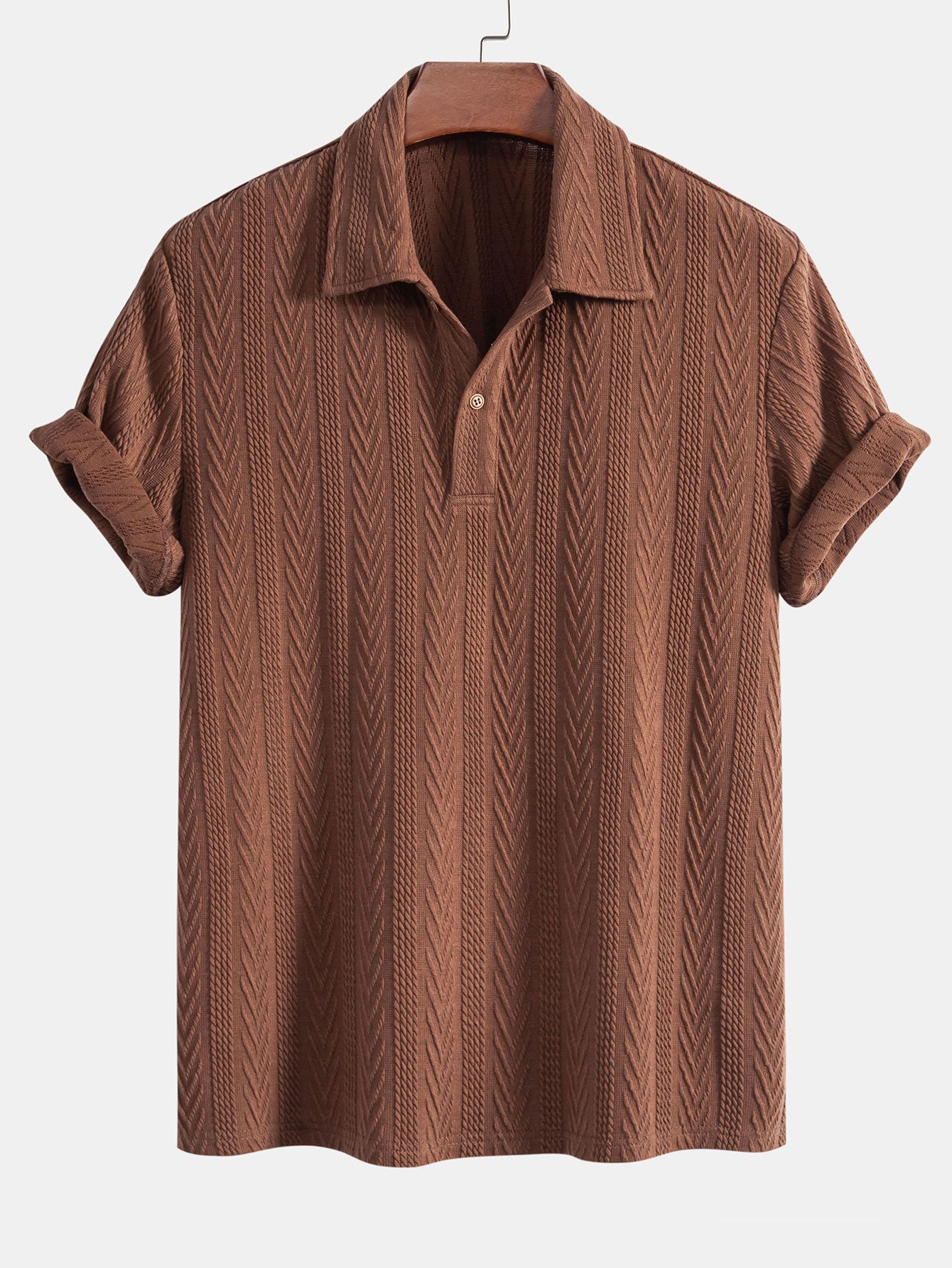 Geometric Jacquard Knit Polo