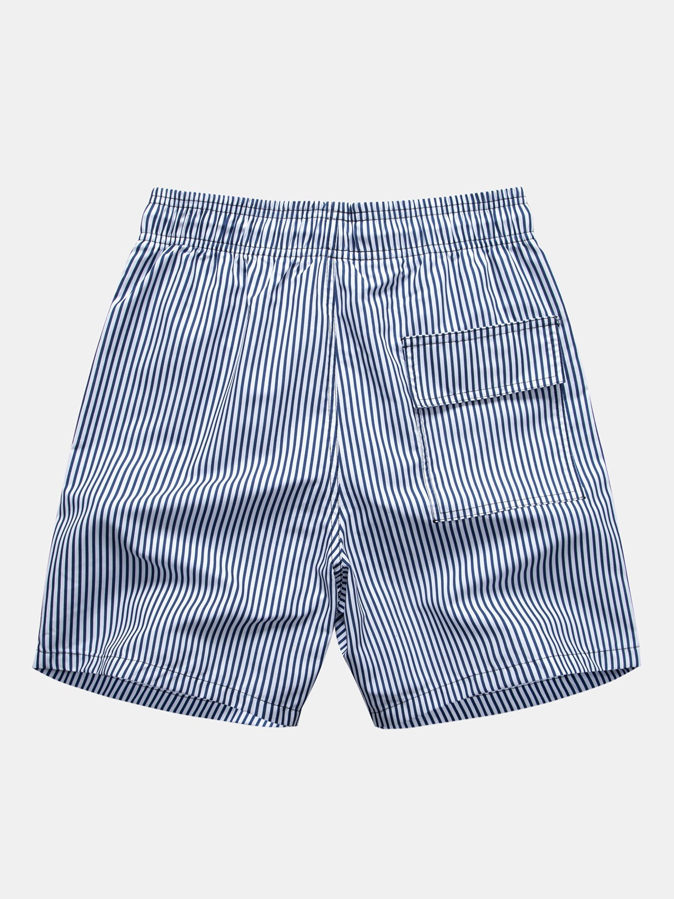 Palm Tree Pattern Button-Up Shirt with Striped Swim Shorts