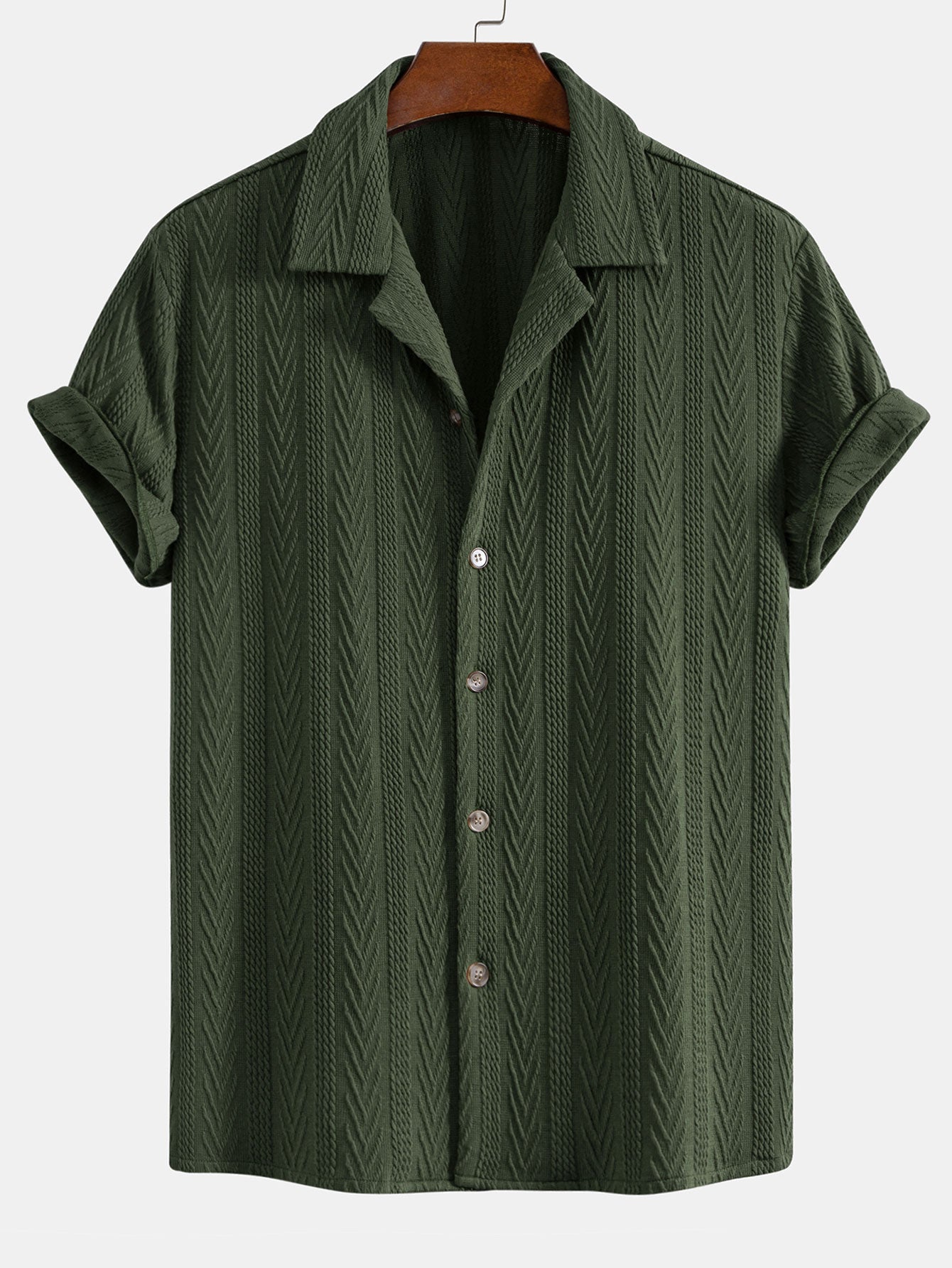 Textured Jacquard Cuban Shirt with Straight-Leg Linen Trousers