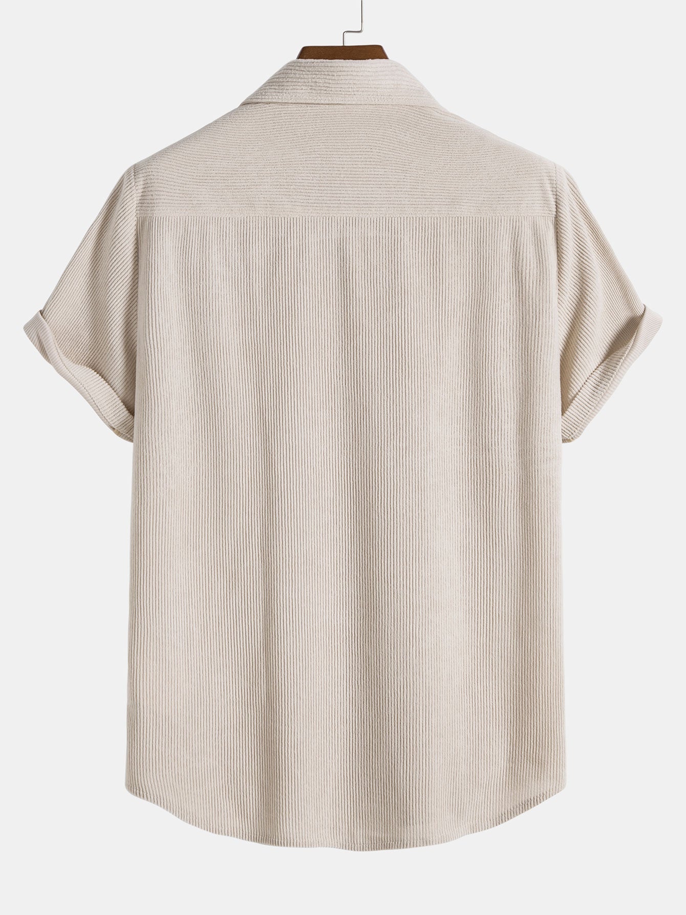 Short-Sleeve Corduroy Button-Up Shirt with Matching Shorts