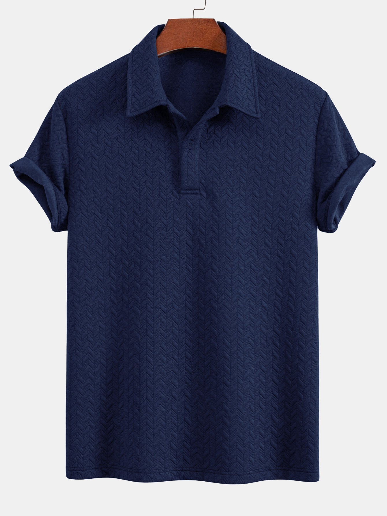 Geometric Jacquard Polo Shirt and Shorts Set