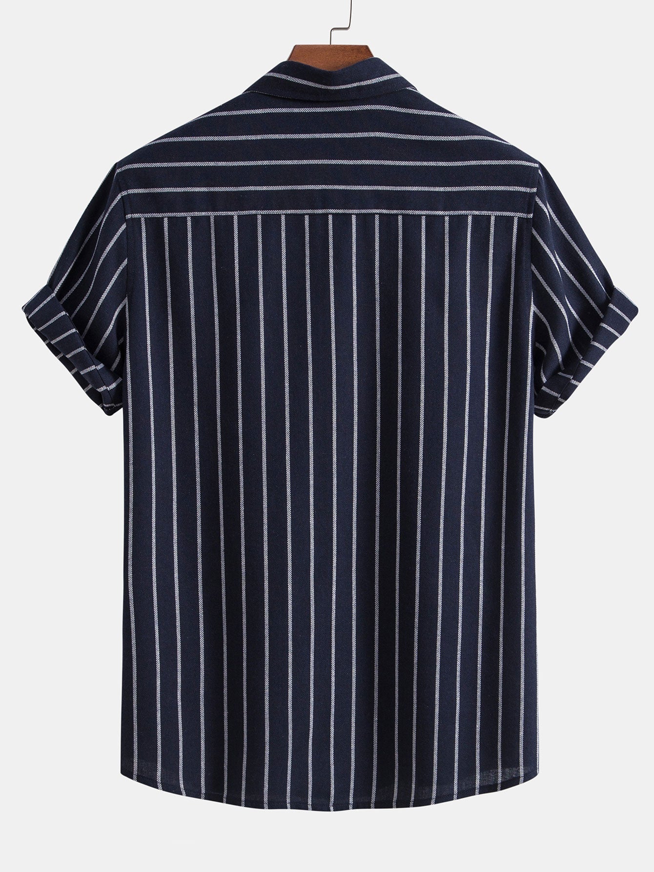 Striped Cotton Blend Button-Up Shirt with Straight-Leg Linen Trousers