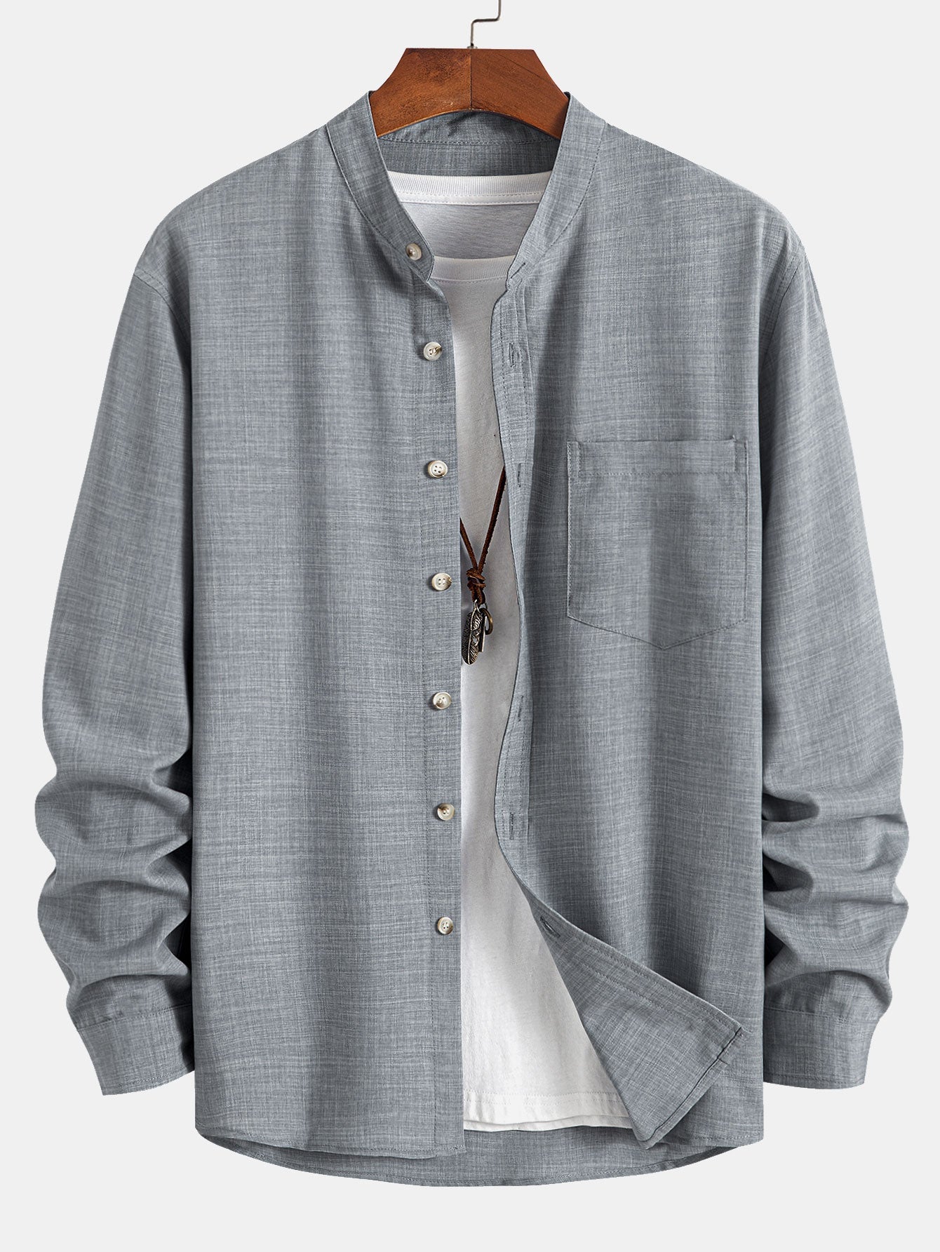 Long Sleeve Shirt with Stand-Up Collar