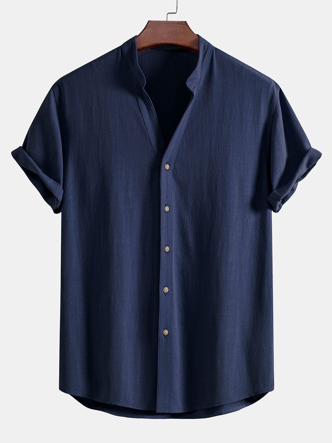 V-Neck Linen-Rayon Blend Top with Straight Leg Linen Trousers