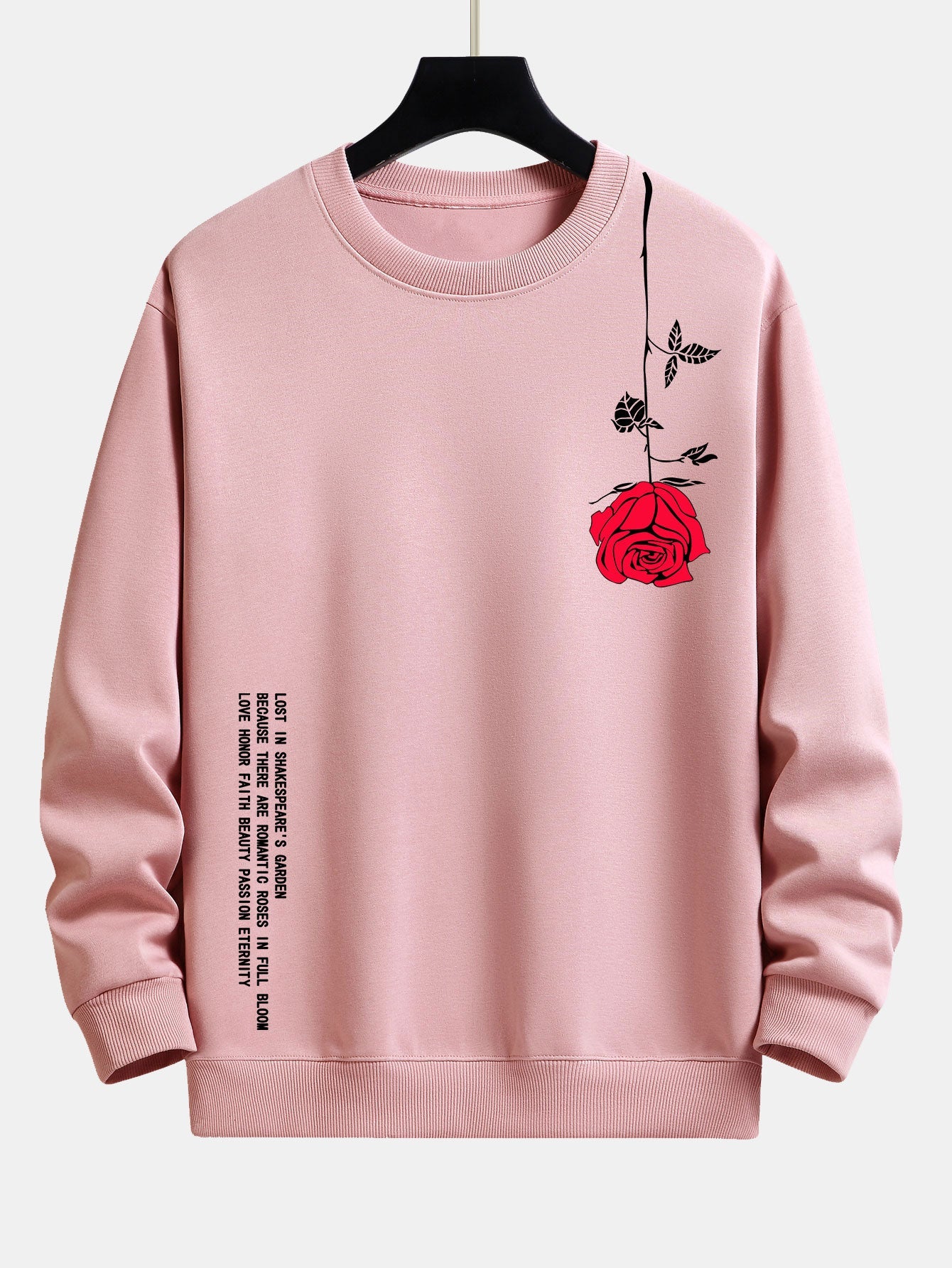Relaxed Fit Sweatshirt with Slogan and Rose Print