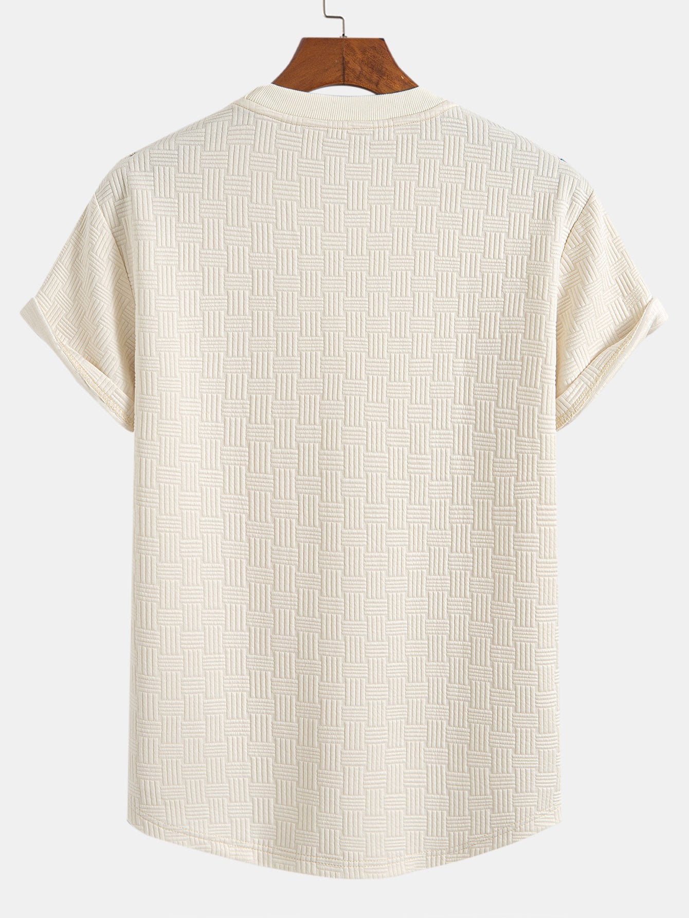 Striped Jacquard T-Shirt with Arc Hem