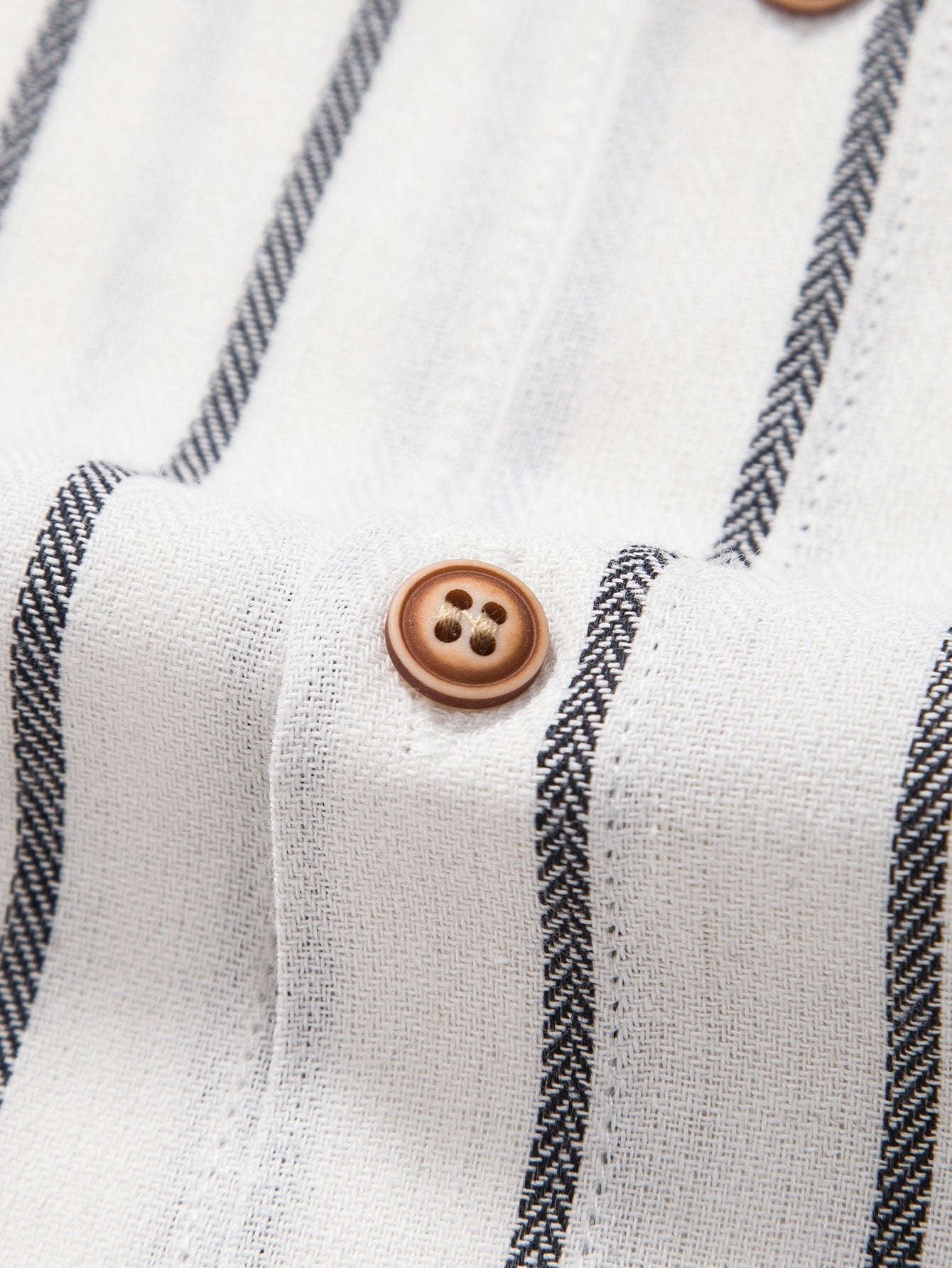 Striped Cotton Blend Button-Up Shirt with Straight-Leg Linen Trousers