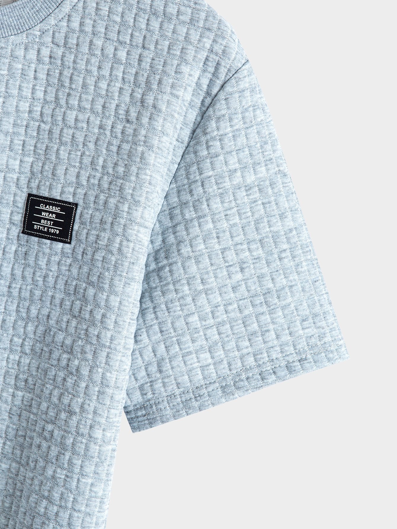 Short Sleeve Waffle Knit Arc Hem Tee with Matching Shorts