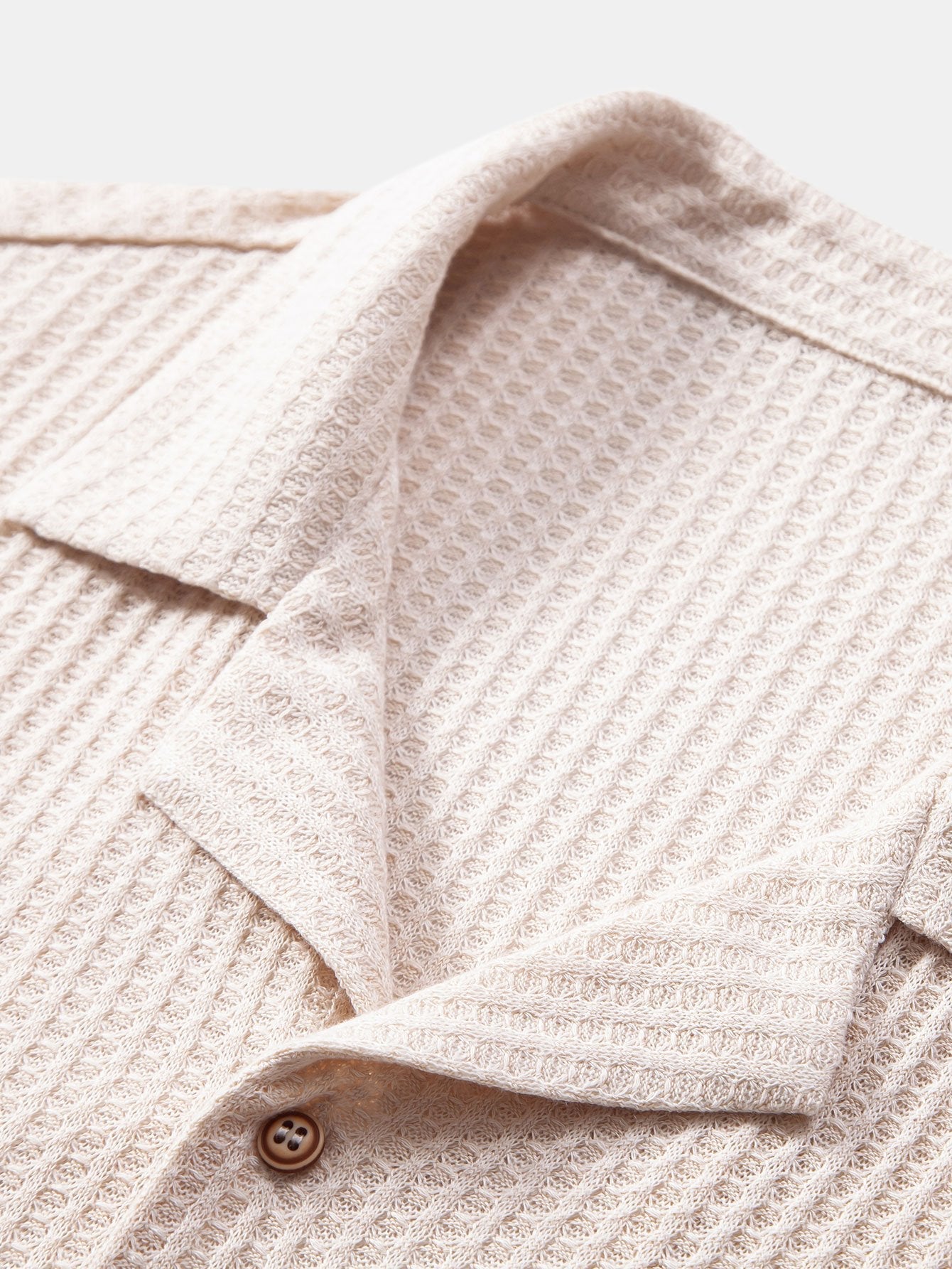 Short Sleeve Waffle Knit Cuban Shirt