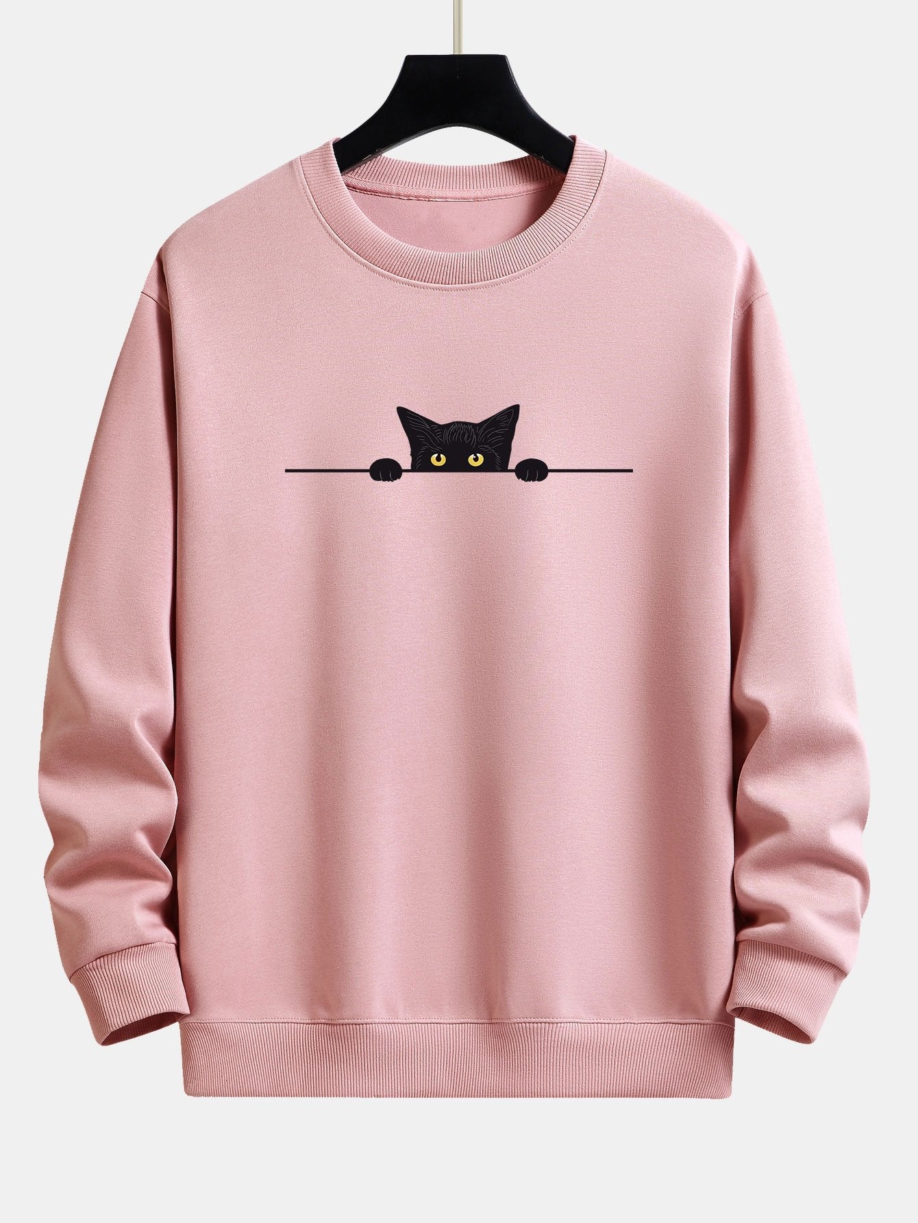 Relaxed Fit Sweatshirt with Black Cat Design