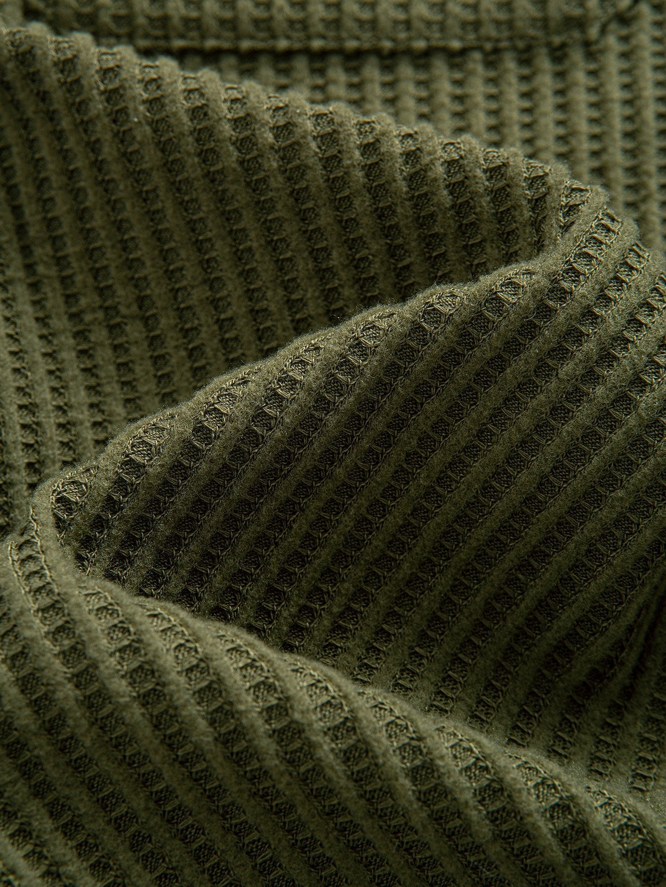 Button-Up Shirt with Double Pocket Waffle Design