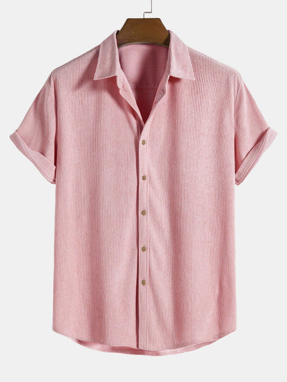Short Sleeve Corduroy Button-Up Shirt