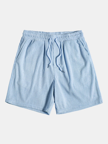 Short-Sleeve Corduroy Button-Up Shirt with Matching Shorts