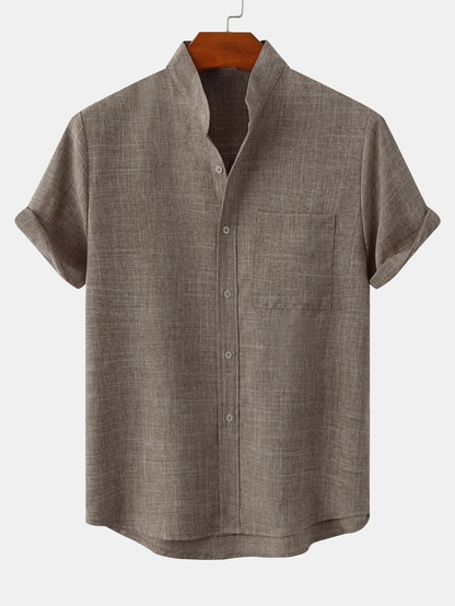 Men's Stand Collar Shirt with Pocket