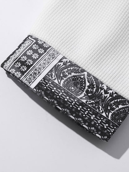 Paisley Pattern Waffle Knit Sweatshirt