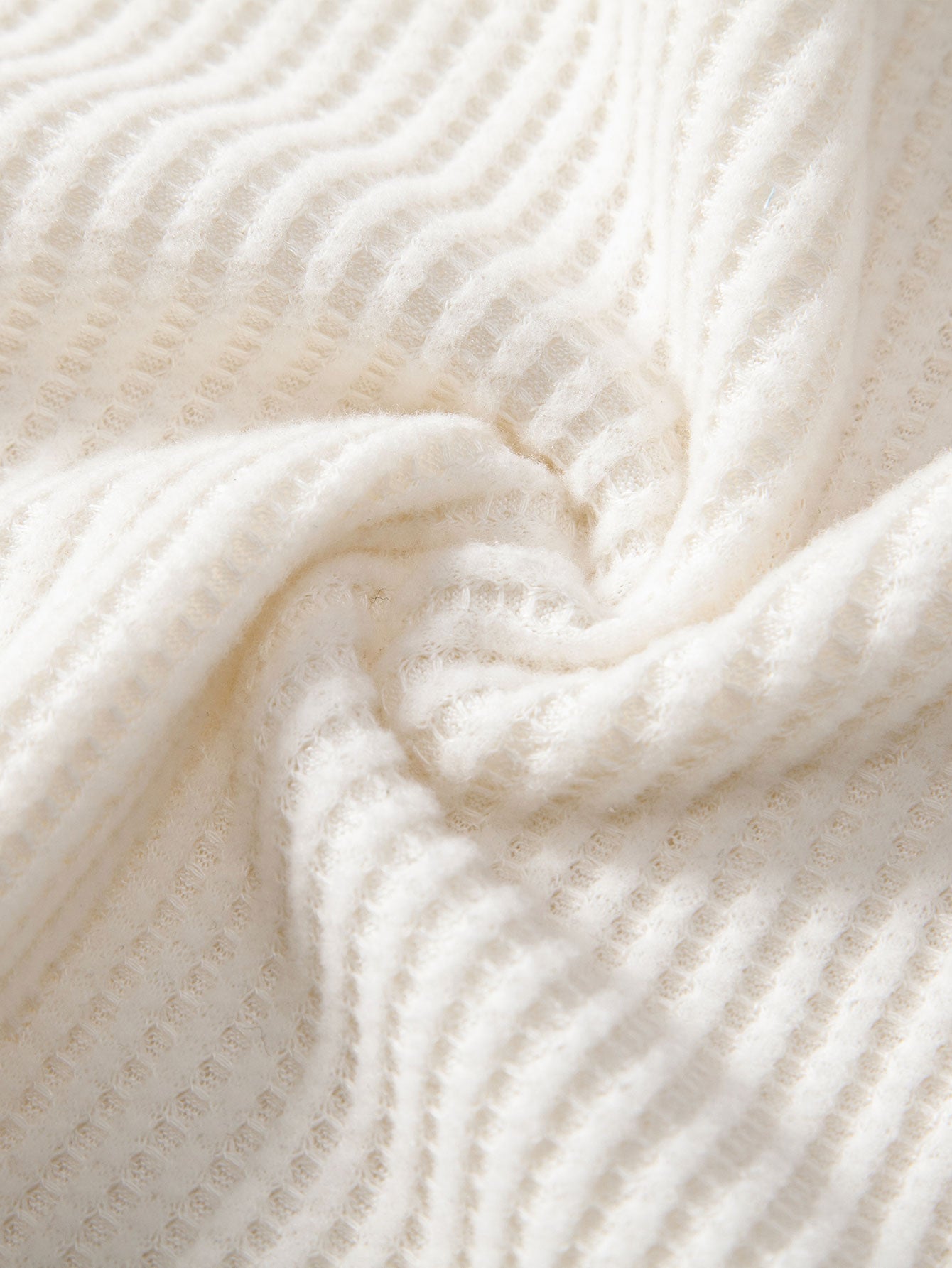 V-Neck Polo with Short Sleeves and Waffle Texture