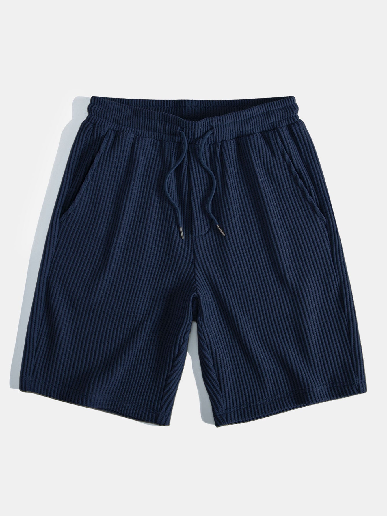 Chemise boutonnée gaufrée avec short gaufré à cordon assorti
