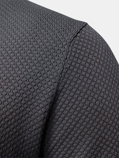 Pineapple Patterned Knit V-Neck Polo