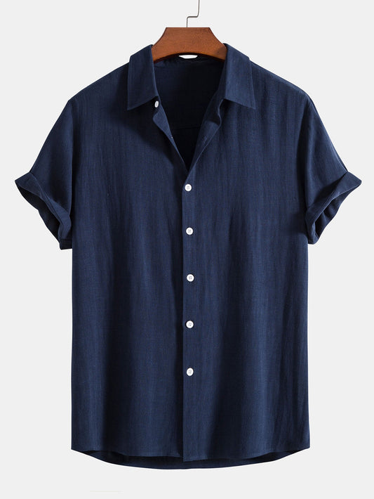 Camicia con bottoni in misto lino e rayon