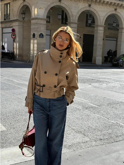 Cropped trench coat