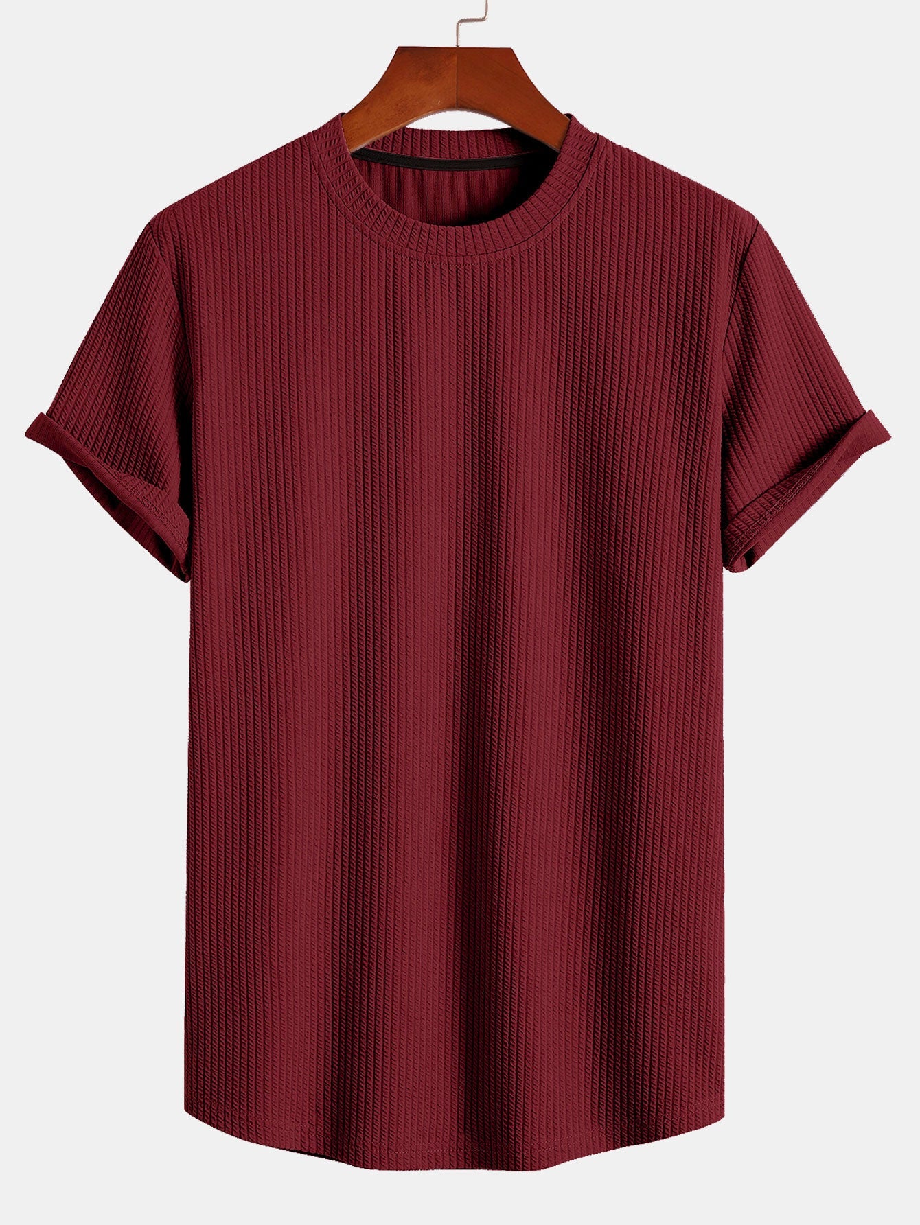 Ribbed Muscle Fit T-Shirt with Arc Hem