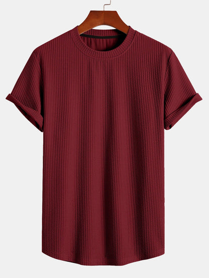 Ribbed Muscle Fit T-Shirt with Arc Hem