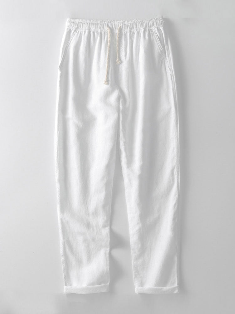Classic Linen Straight-Leg Trousers