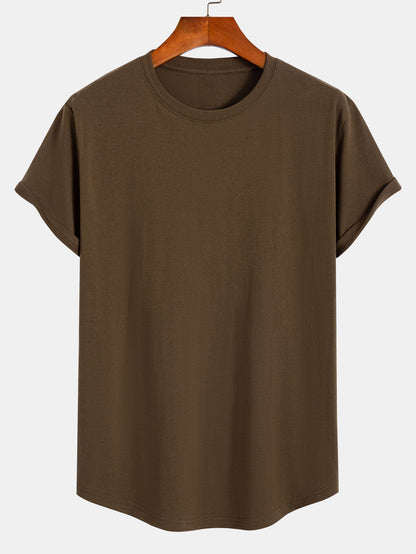 Set of 3 Essential Cotton Arc Hem T-Shirts