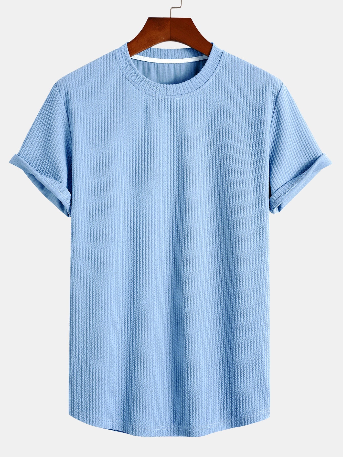 Ribbed Muscle Fit T-Shirt with Arc Hem