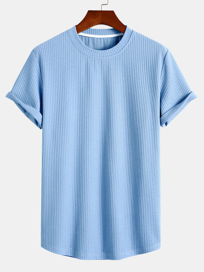 Ribbed Muscle Fit T-Shirt with Arc Hem