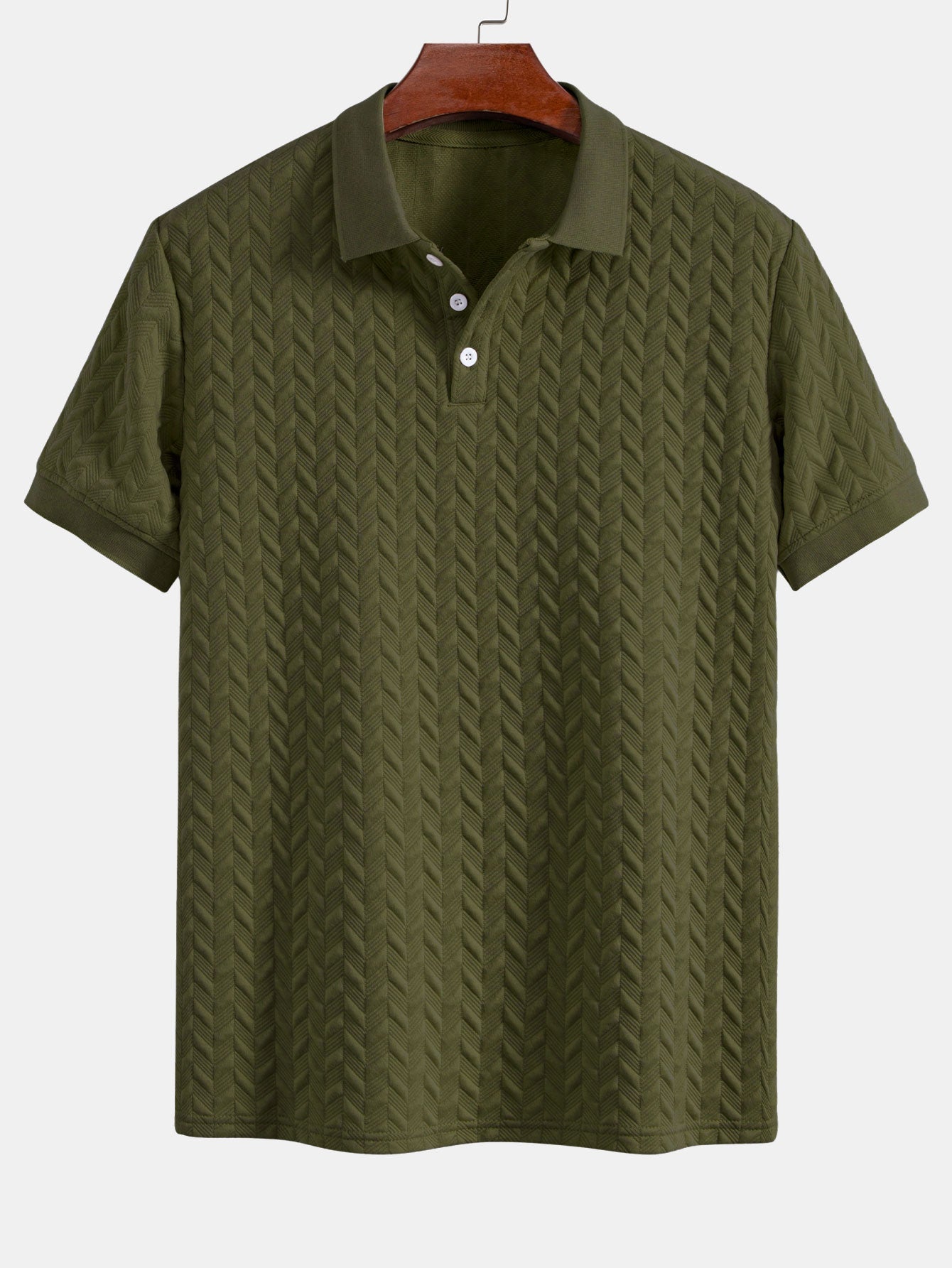 Geometric Pattern Jacquard Polo Shirt