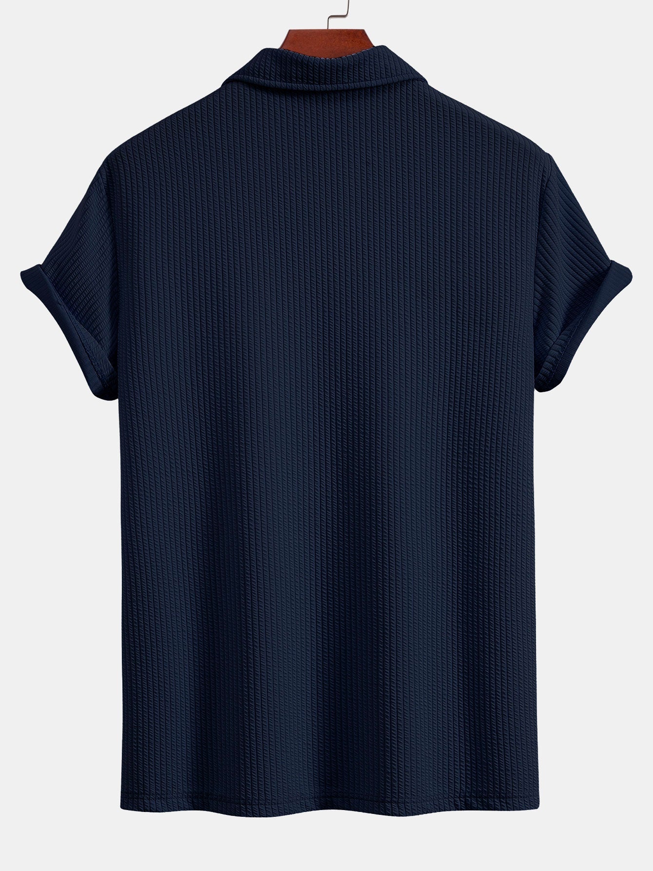 V-Neck Ribbed Polo with Short Sleeves