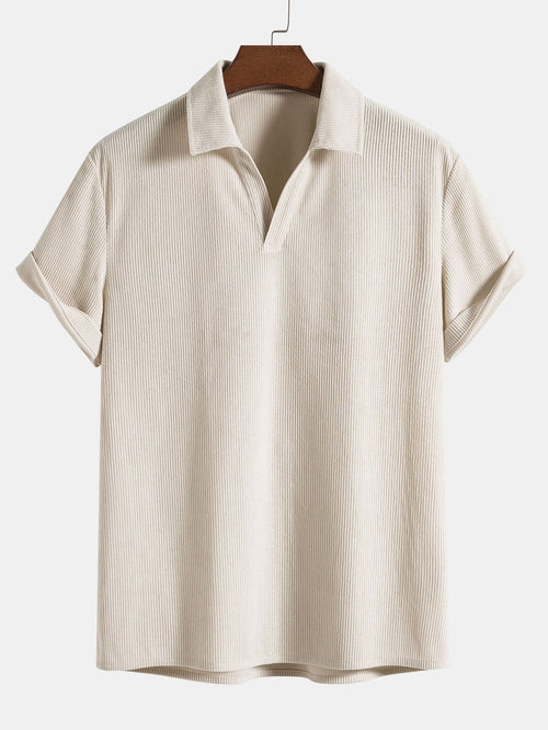 Short-Sleeved Corduroy Polo Tee