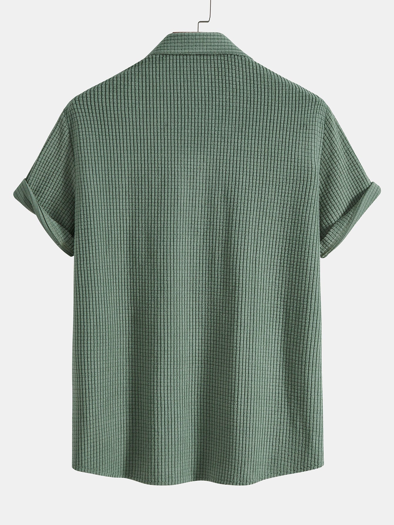 Completo camicia e pantaloncini in maglia a nido d'ape con bottoni