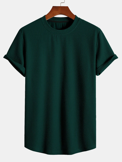 Ribbed Muscle Fit T-Shirt with Arc Hem
