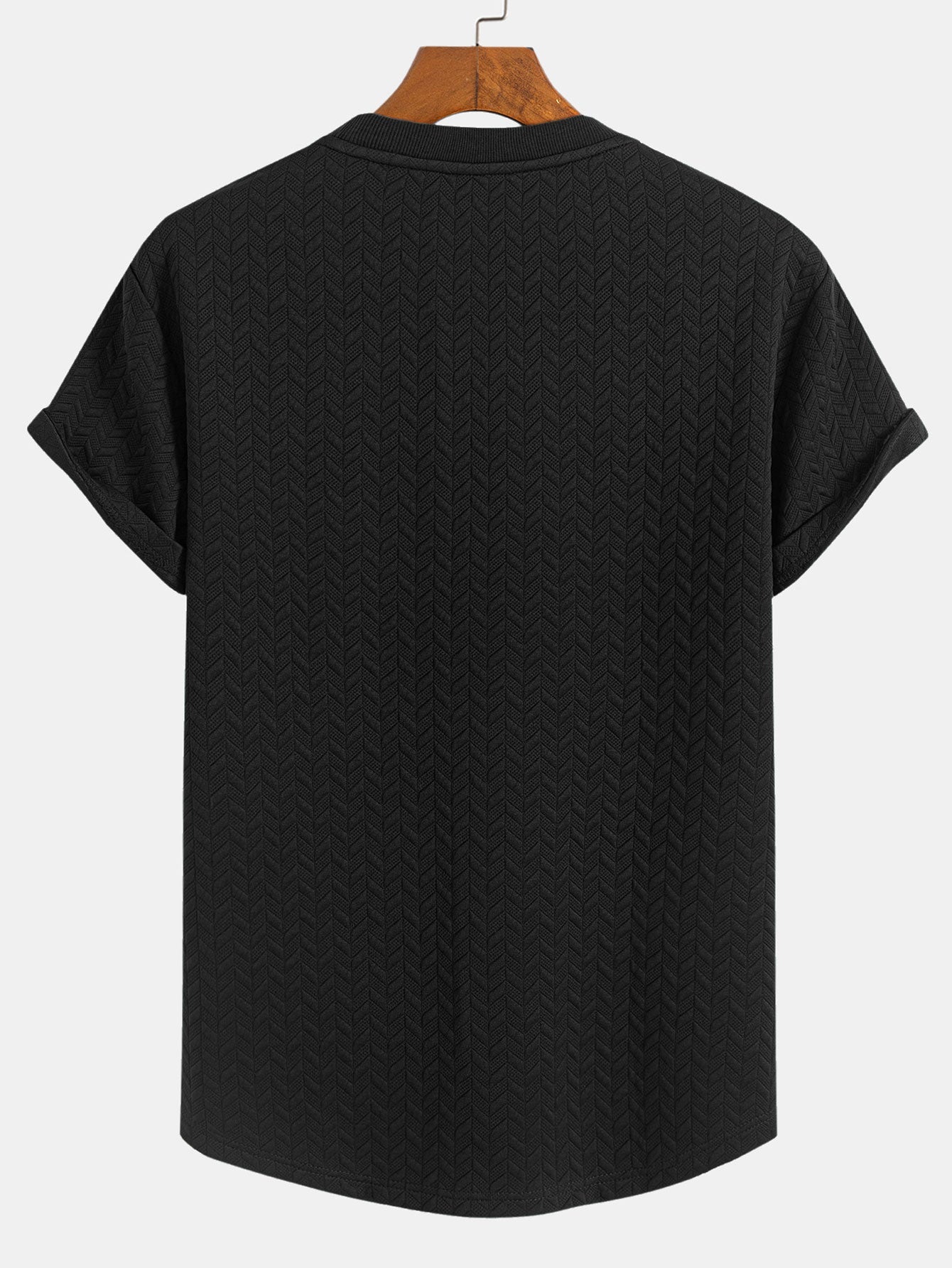 T-shirt con orlo ad arco e trama jacquard