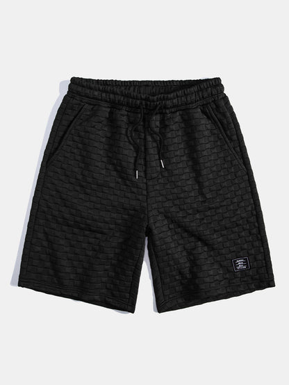 Checkerboard Jacquard Hooded T-Shirt with Arc Hem & Matching Shorts