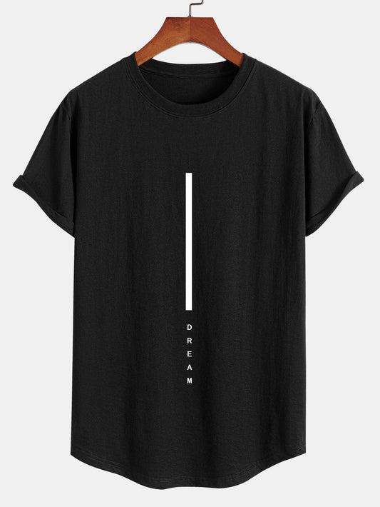 Dreamy Striped Cotton Arc Hem Tee