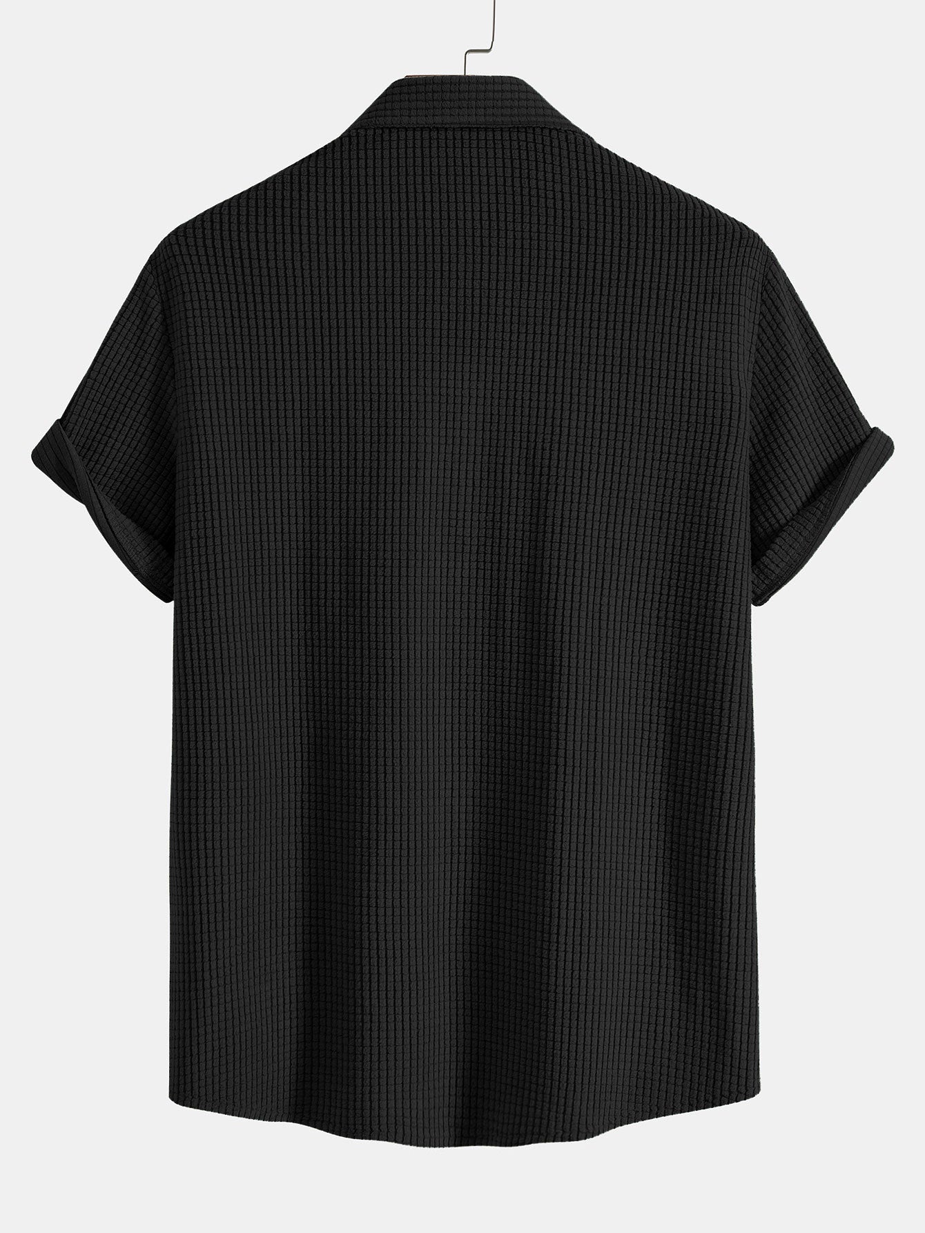 Completo camicia e pantaloncini in maglia a nido d'ape con bottoni