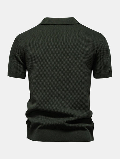 Pineapple Patterned Knit V-Neck Polo