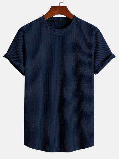 Ribbed Muscle Fit T-Shirt with Arc Hem