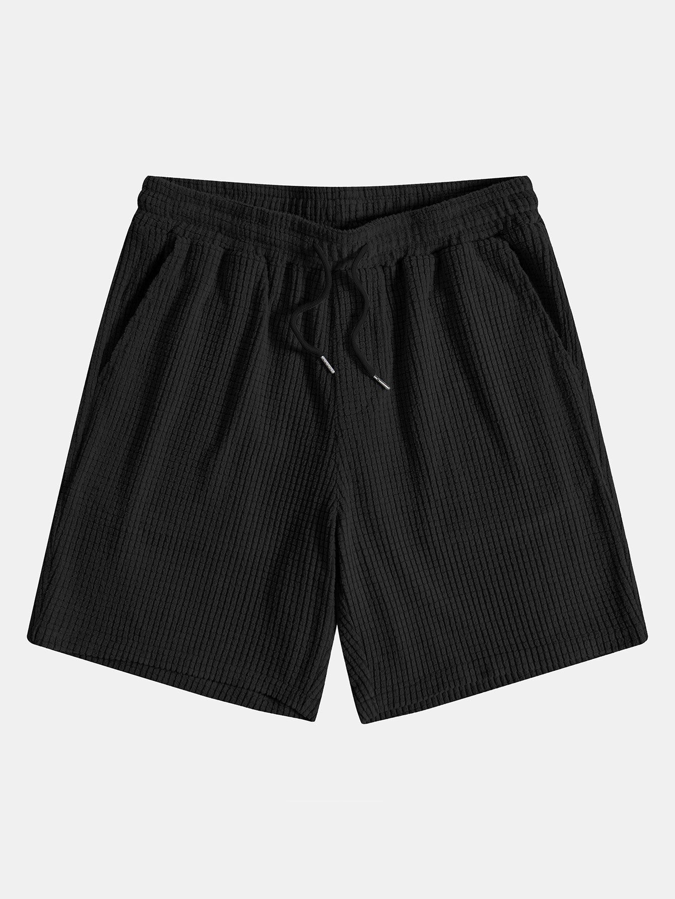 Completo camicia e pantaloncini in maglia a nido d'ape con bottoni