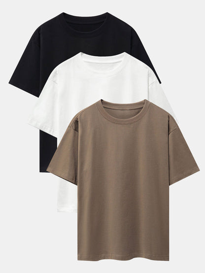 Set of 3 Oversized Heavyweight Drop Shoulder T-Shirts