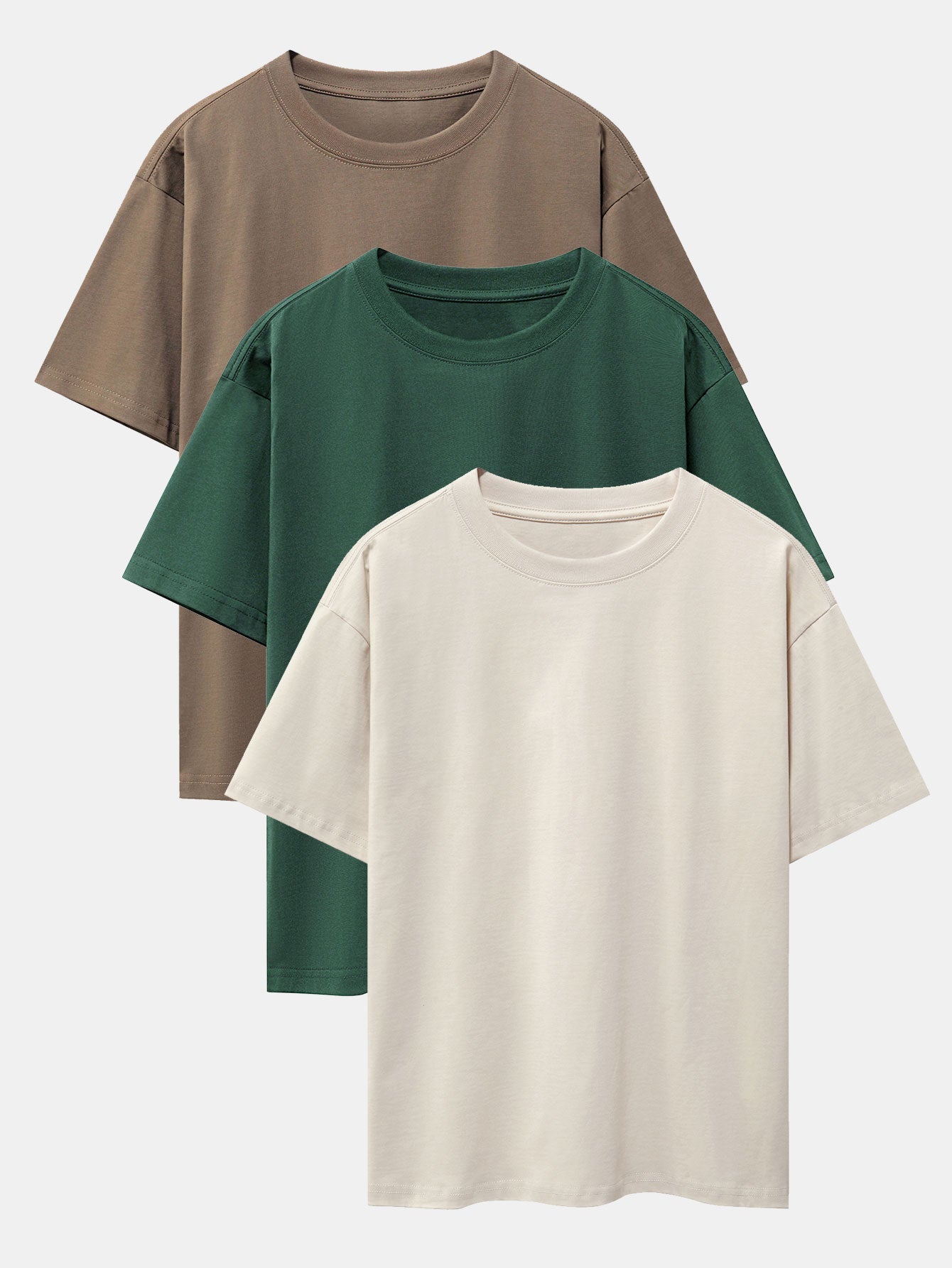 Set of 3 Oversized Heavyweight Drop Shoulder T-Shirts