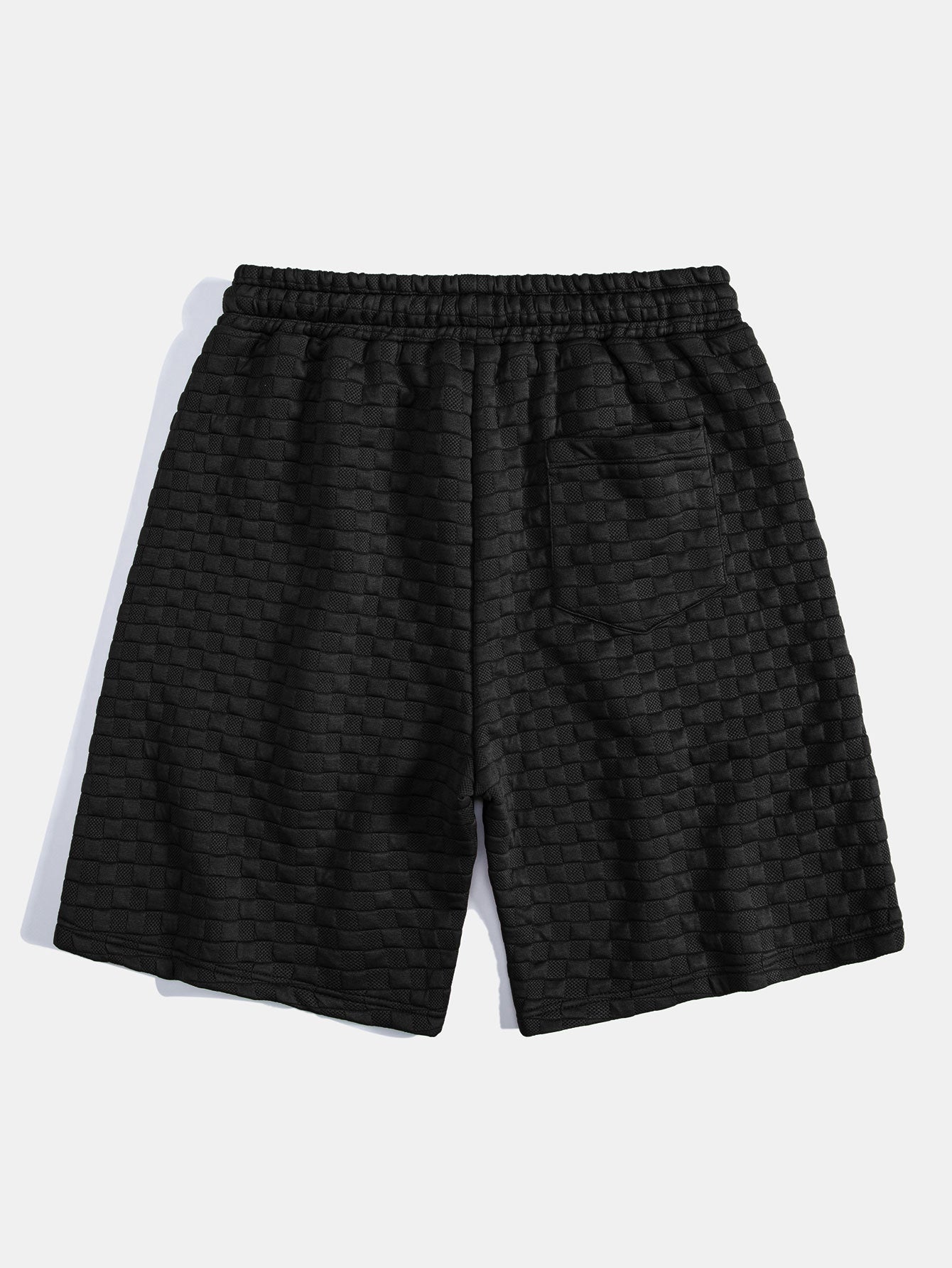 Checkerboard Jacquard Hooded T-Shirt with Arc Hem & Matching Shorts