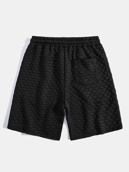 Checkerboard Jacquard Hooded T-Shirt with Arc Hem & Matching Shorts