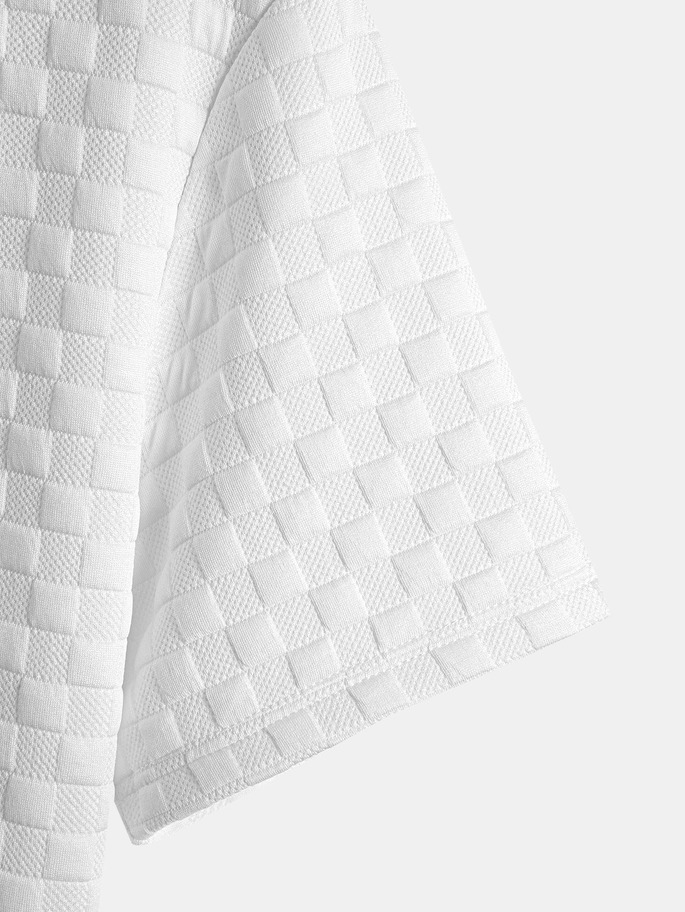 Checkerboard Jacquard Curved Hem T-Shirt