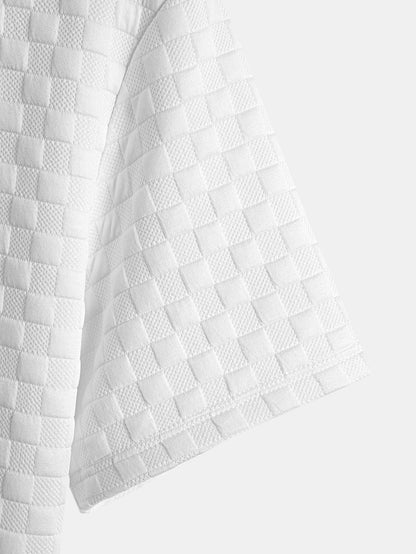 Checkerboard Jacquard Curved Hem T-Shirt
